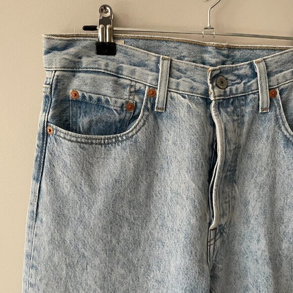 Levis 501 Skinny Denim Jeans Button-Fly Cropped Thunder & Lightening Blue 29 - Picture 10 of 10